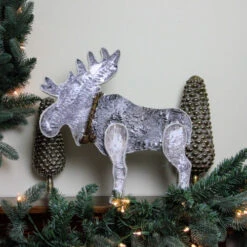 Northlight 16" Gray Natural Wood Standing Christmas Moose Table Top Figure -Chic Christmas Decoration northlight sh14609 styled 01089.1587644187