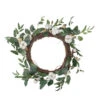 Northlight White Cotton Flowers With Foliage Spring Twig Wreath, 18-Inch, Unlit
