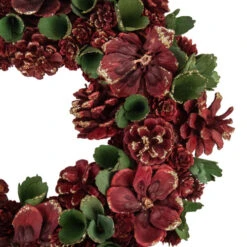 Northlight Red And Green Floral And Pine Cone Wooden Christmas Wreath - 13.5-Inch, Unlit -Chic Christmas Decoration northlight sh27135 2 68188.1588362644