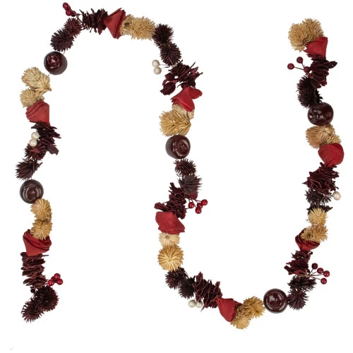 Northlight 5' X 2.5" Red Rose And Apple Artificial Christmas Garland - Unlit 1 Northlight 5' X 2.5" Red Rose And Apple Artificial Christmas Garland - Unlit