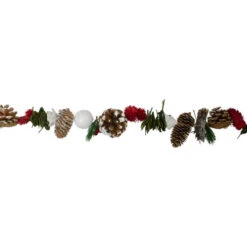 Northlight 5' X 4" Frosted Pine Cone, Twig, Berry And Wooden Rose Artificial Christmas Garland - Unlit - 31748436 -Chic Christmas Decoration northlight sh36202 2 78622.1588355093