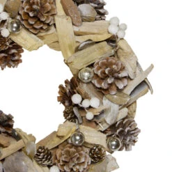 Northlight White Driftwood And Pine Cone Artificial Christmas Wreath - 13-Inch Unlit -Chic Christmas Decoration northlight sh36206 2 26085.1587644143