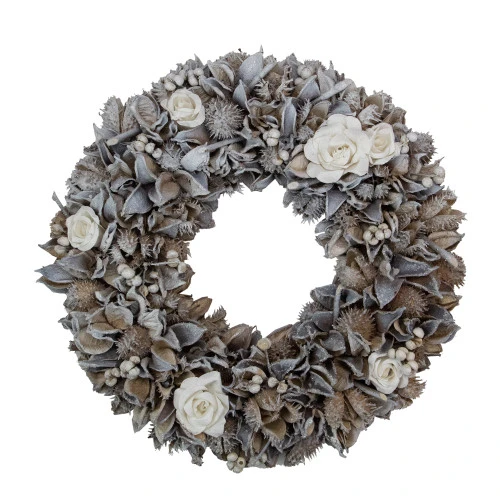 Northlight White Rose And Winter Botanicals Artificial Christmas Wreath, 13.5-Inch, Unlit 1 Northlight White Rose And Winter Botanicals Artificial Christmas Wreath, 13.5-Inch, Unlit