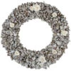 Northlight White Glittered Rose And Walnut Shell Artificial Christmas Wreath - 19-Inch, Unlit