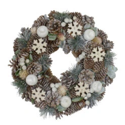Northlight Frosted Glitter Pine Cone And Fruit Artificial Christmas Wreath - 12.5-Inch, Unlit