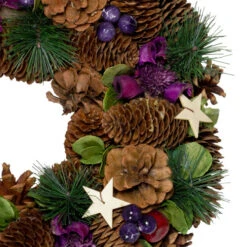 Northlight Pine Cones With Stars And Berries Artificial Christmas Wreath, 13-Inch, Unlit -Chic Christmas Decoration northlight sh36238 2 50954.1665611929