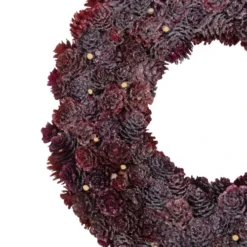Northlight 12.5" Burgundy Glitter Pine Cone Artificial Christmas Wreath - Unlit -Chic Christmas Decoration northlight sh36241 1 57476.1665610432