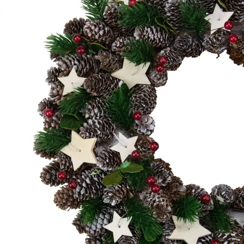 Northlight Pine Cone With Berries And Stars Artificial Christmas Wreath, 14-Inch, Unlit 3 Northlight Pine Cone With Berries And Stars Artificial Christmas Wreath, 14-Inch, Unlit - Image 3