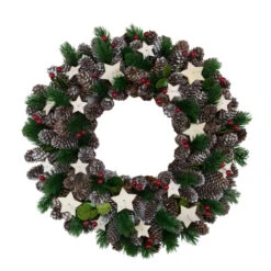 Northlight Pine Cone With Berries And Stars Artificial Christmas Wreath, 14-Inch, Unlit
