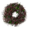 Northlight Frosted Brown Twig With Leaves And Berries Artificial Christmas Wreath - 13-Inch, Unlit