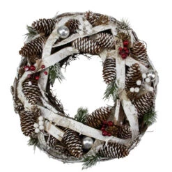 Northlight Birch Bark And Pine Cones Artificial Christmas Wreath - 13.5-Inch, Unlit