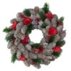 Northlight Pine Cones And Red Wooden Roses Artificial Christmas Wreath, 10-Inch, Unlit