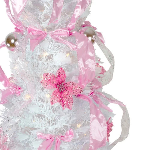 Northlight 6' Pre-Lit White And Pink Pre-Decorated Pop-Up Artificial Christmas Tree 2 Northlight 6' Pre-Lit White And Pink Pre-Decorated Pop-Up Artificial Christmas Tree - Image 2