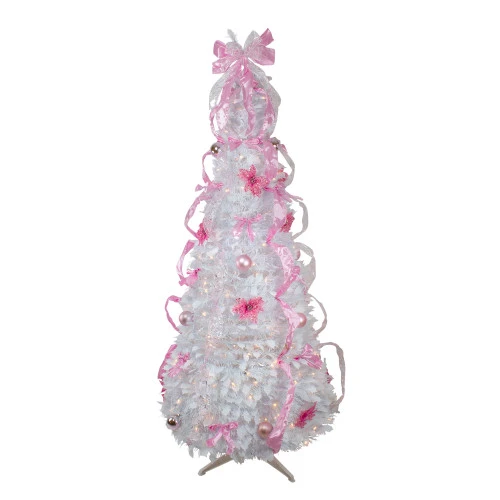 Northlight 6' Pre-Lit White And Pink Pre-Decorated Pop-Up Artificial Christmas Tree 1 Northlight 6' Pre-Lit White And Pink Pre-Decorated Pop-Up Artificial Christmas Tree