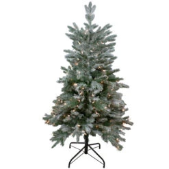 Northlight 4.5' Pre-Lit Flocked Whistler Noble Fir Artificial Christmas Tree, Clear Lights