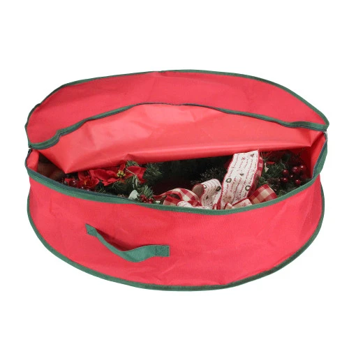 Northlight 24” Red And Green Christmas Wreath Storage Bag 2 Northlight 24” Red And Green Christmas Wreath Storage Bag - Image 2