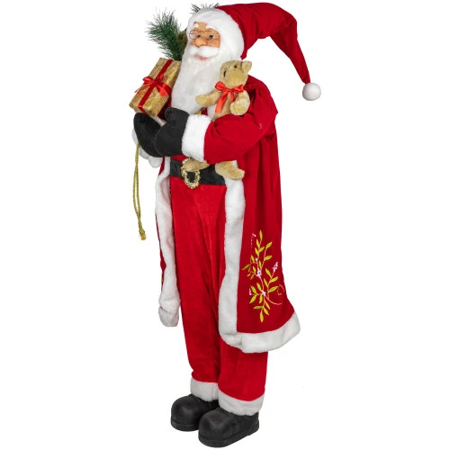 Northlight 48" Santa Claus With Teddy Bear And Gift Sack Standing Christmas Figure 4 Northlight 48" Santa Claus With Teddy Bear And Gift Sack Standing Christmas Figure - Image 4