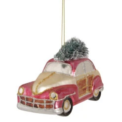 Northlight 5" Red And Gold Glitter Car With Christmas Tree Glass Ornament -Chic Christmas Decoration northlight tr01846 2 updated2022 63386.1665610429
