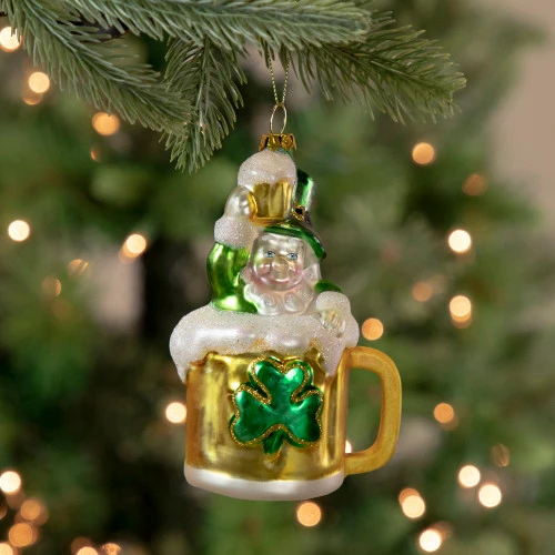 Northlight 5" Leprechaun In A Beer Mug Glass Christmas Ornament 2 Northlight 5" Leprechaun In A Beer Mug Glass Christmas Ornament - Image 2