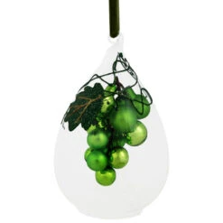 Northlight 6" Green Grape Cluster In Teardrop Glass Cloche Christmas Ornament