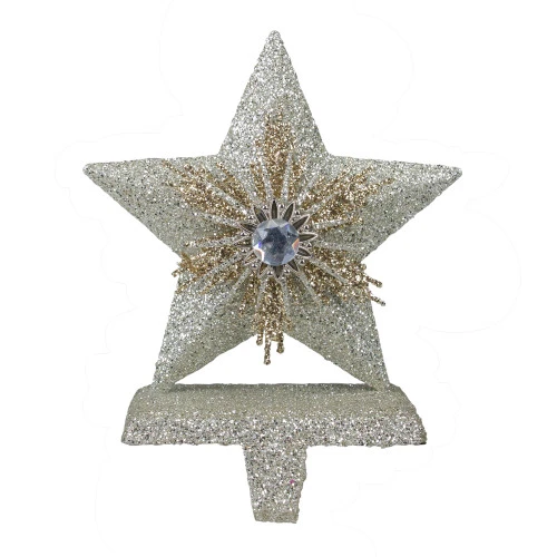 Northlight 8" Silver And Gold Glittered 5-Point Star Christmas Stocking Holder 1 Northlight 8" Silver And Gold Glittered 5-Point Star Christmas Stocking Holder