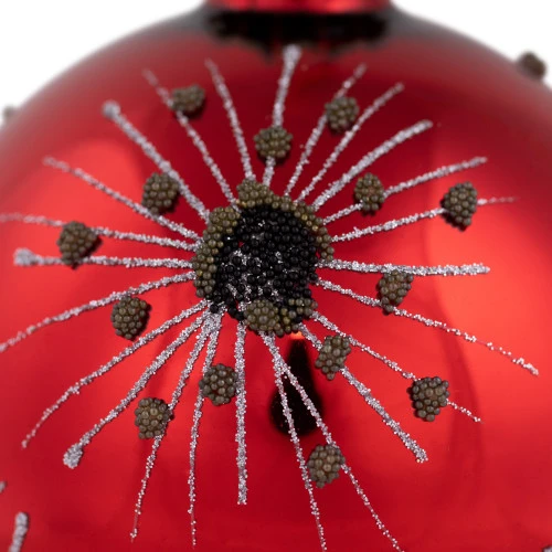 Northlight 3.5" Red And Brown Beaded Bursting Snowflake Glass Christmas Ball Ornament 4 Northlight 3.5" Red And Brown Beaded Bursting Snowflake Glass Christmas Ball Ornament - Image 4