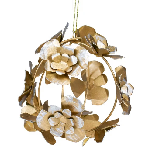 Northlight Matte Silver And Gold Rose Flowers Christmas Ball Ornament 4.5" (115mm) 2 Northlight Matte Silver And Gold Rose Flowers Christmas Ball Ornament 4.5" (115mm) - Image 2