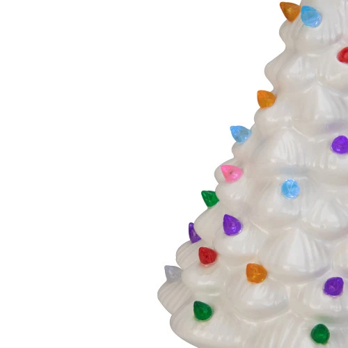 Northlight 8" LED Lighted White Ceramic Christmas Tree With Pastel Lights Table Top Decoration 2 Northlight 8" LED Lighted White Ceramic Christmas Tree With Pastel Lights Table Top Decoration - Image 2