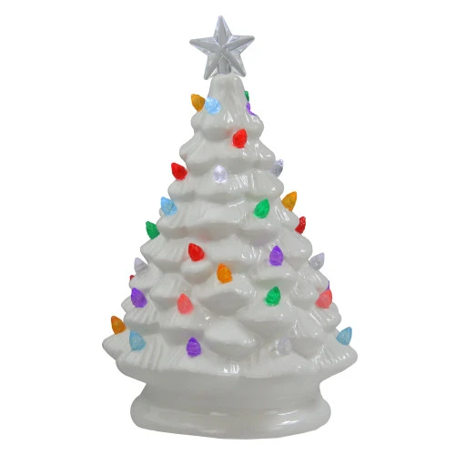 Northlight 8" LED Lighted White Ceramic Christmas Tree With Pastel Lights Table Top Decoration 1 Northlight 8" LED Lighted White Ceramic Christmas Tree With Pastel Lights Table Top Decoration