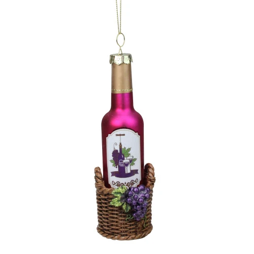 Northlight 6.25" Pink And Brown Wine Bottle Hanging Christmas Ornament 1 Northlight 6.25" Pink And Brown Wine Bottle Hanging Christmas Ornament
