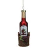Northlight 6.25" Red And Gold Wine Bottle In Basket Christmas Ornament