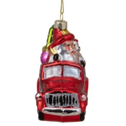 Northlight 4" Red Fire Truck With Santa And Presents Glass Christmas Ornament -Chic Christmas Decoration northlight tr83414 2 02268.1665580038