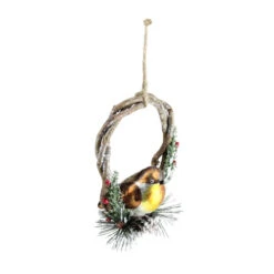 Northlight 4" Brown Bird Sitting In A Twig Wreath Christmas Ornament -Chic Christmas Decoration northlight tr8344520b 3 22159.1665611633
