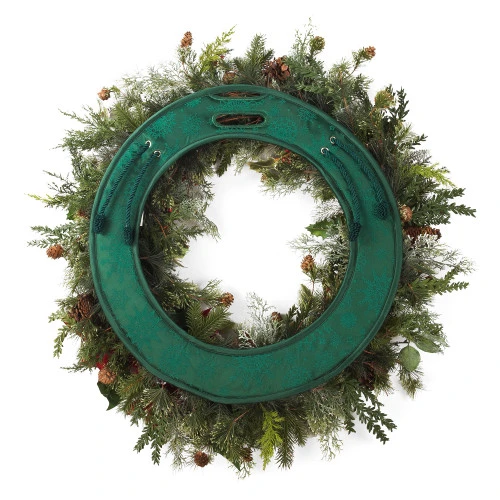 Northlight 30" Oversized Green Snowflake Christmas Wreath Deluxe Door Saver With Ties 2 Northlight 30" Oversized Green Snowflake Christmas Wreath Deluxe Door Saver With Ties - Image 2