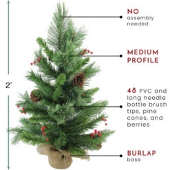 Northlight 24" Mixed Cashmere Berry Pine Medium Artificial Christmas Tree - Unlit -Chic Christmas Decoration northlight v03957 thumbnail 35055.1608347576