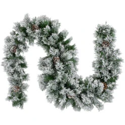 Northlight 6.75' X 12" Flocked Angel Pine And Pine Cones Artificial Christmas Garland - Unlit