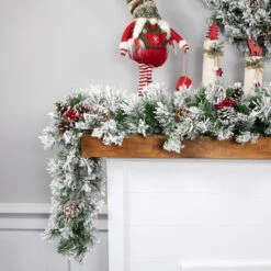 Northlight 6.75' X 12" Flocked Angel Pine And Pine Cones Artificial Christmas Garland - Unlit -Chic Christmas Decoration northlight v15090 styled 2 49173.1689863891