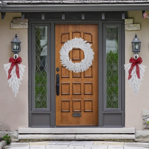 Northlight 30" Snow White Pine Artificial Teardrop Christmas Swag, Unlit 2 Northlight 30" Snow White Pine Artificial Teardrop Christmas Swag, Unlit - Image 2