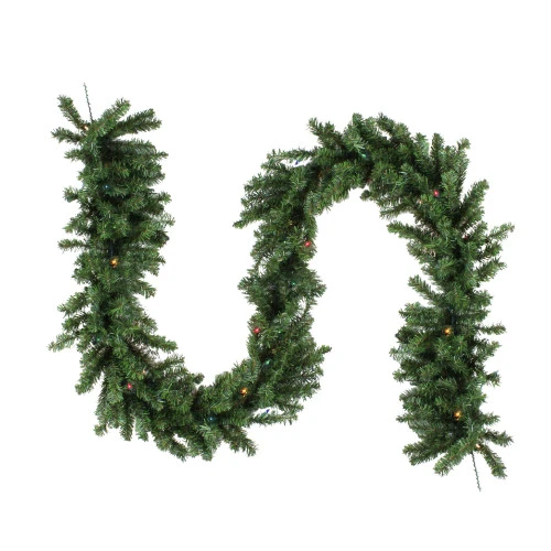 Northlight 9' X 14" Pre-Lit Canadian Pine Artificial Christmas Garland, Multi Lights 1 Northlight 9' X 14" Pre-Lit Canadian Pine Artificial Christmas Garland, Multi Lights