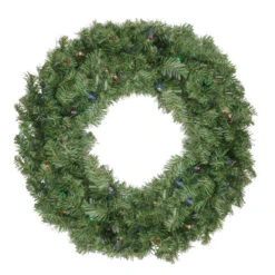 Northlight Pre-Lit LED Canadian Pine Artificial Christmas Wreath With Timer - 24-Inch, Multi Lights