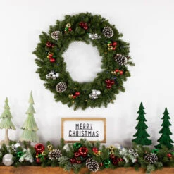 Northlight Pre-Lit LED Canadian Pine Artificial Christmas Wreath, 30-Inch, Multicolor Lights -Chic Christmas Decoration northlight v15838 styled2 29876.1689085520