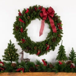Northlight Pre-Lit Canadian Pine Artificial Christmas Double Wreath, 36-Inch, Clear LED Lights -Chic Christmas Decoration northlight v15841 styled2 29082.1689085520