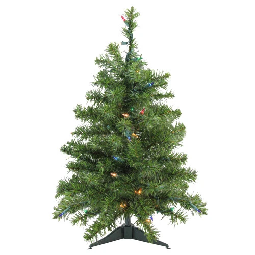 Northlight 2' Pre-Lit Medium Canadian Pine Artificial Christmas Tree- Multi Lights, Green Wire 1 Northlight 2' Pre-Lit Medium Canadian Pine Artificial Christmas Tree- Multi Lights, Green Wire