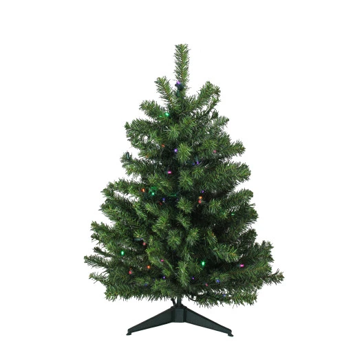 Northlight 3' Pre-Lit Full Canadian Pine Artificial Christmas Tree - Multicolor LED Lights 1 Northlight 3' Pre-Lit Full Canadian Pine Artificial Christmas Tree - Multicolor LED Lights