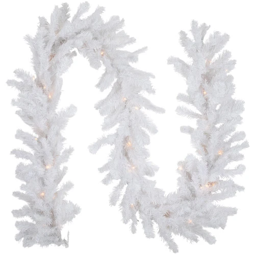 Northlight 9' X 12" Pre-lit Snow White Artificial Christmas Garland - Clear Lights 1 Northlight 9' X 12" Pre-lit Snow White Artificial Christmas Garland - Clear Lights