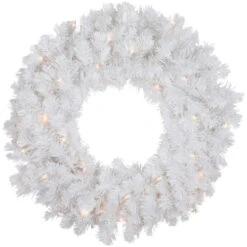Northlight Pre-Lit Snow White Artificial Christmas Wreath, 24-Inch, Clear Lights