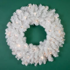 Northlight Pre-Lit Snow White Artificial Christmas Wreath, 24-Inch, Clear Lights -Chic Christmas Decoration northlight v15860 on20green 40962.1691074600