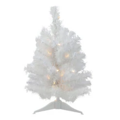 Northlight 1.5' Pre-Lit Snow White Pine Artificial Christmas Tree - Clear LED Lights