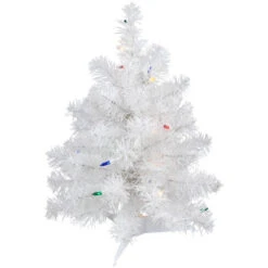 Northlight 18" Pre-Lit Snow White Artificial Christmas Tree, Multi Lights