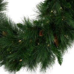 Northlight Pre-Lit White Valley Pine Artificial Christmas Wreath With Pinecones, 36-Inch, Clear Lights -Chic Christmas Decoration northlight v15936 02 47157.1691247507